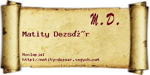 Matity Dezsér névjegykártya
